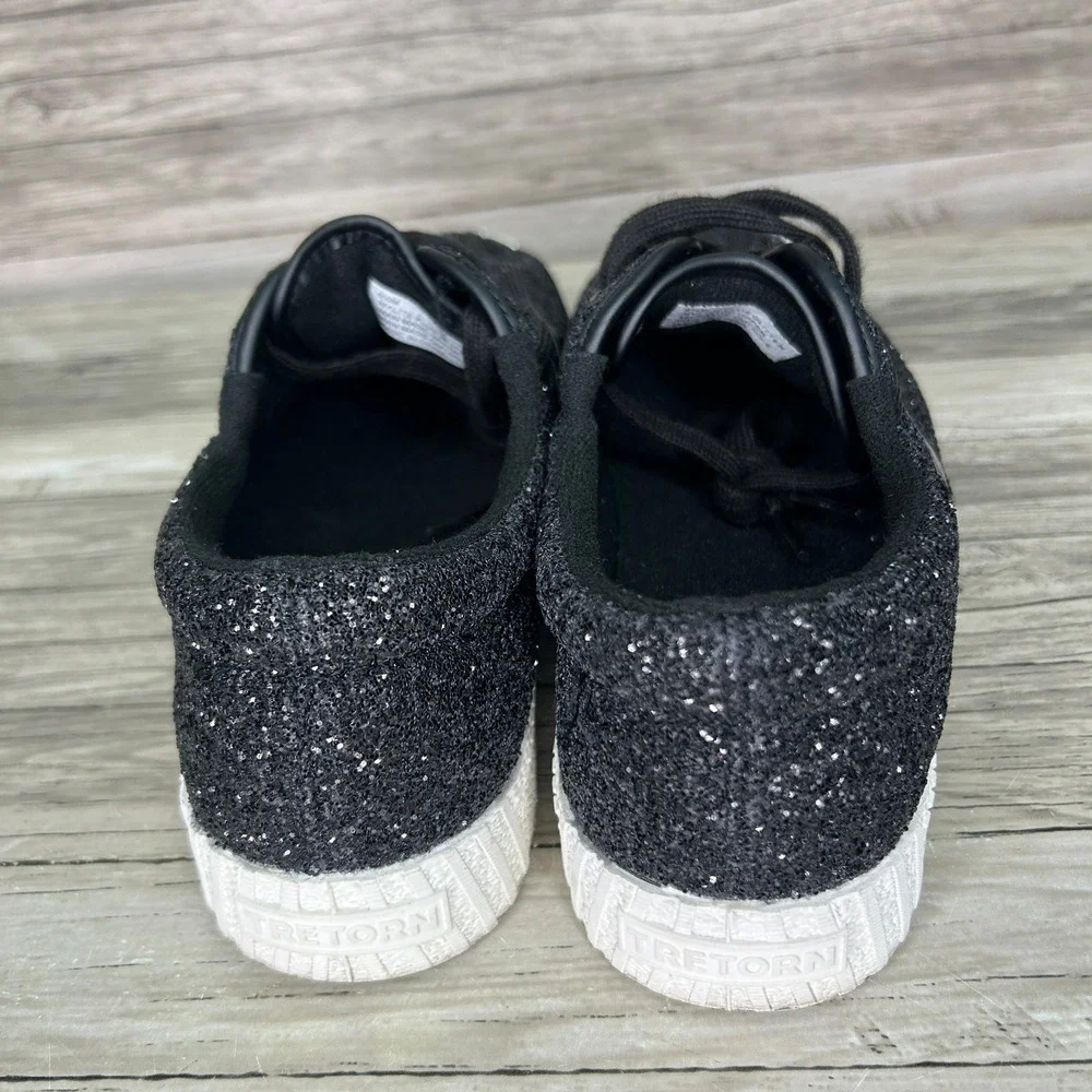 Tretorn Lace-Up Casual Sneakers Nylite Glitter Black 6.5 Shiny Sparkle